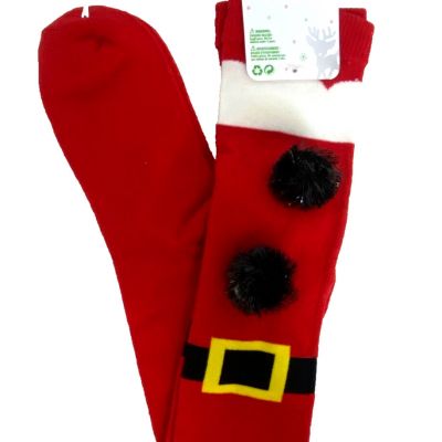 Claire's Christmas Thigh High Stockings Socks Santa Belt Holiday Red Black